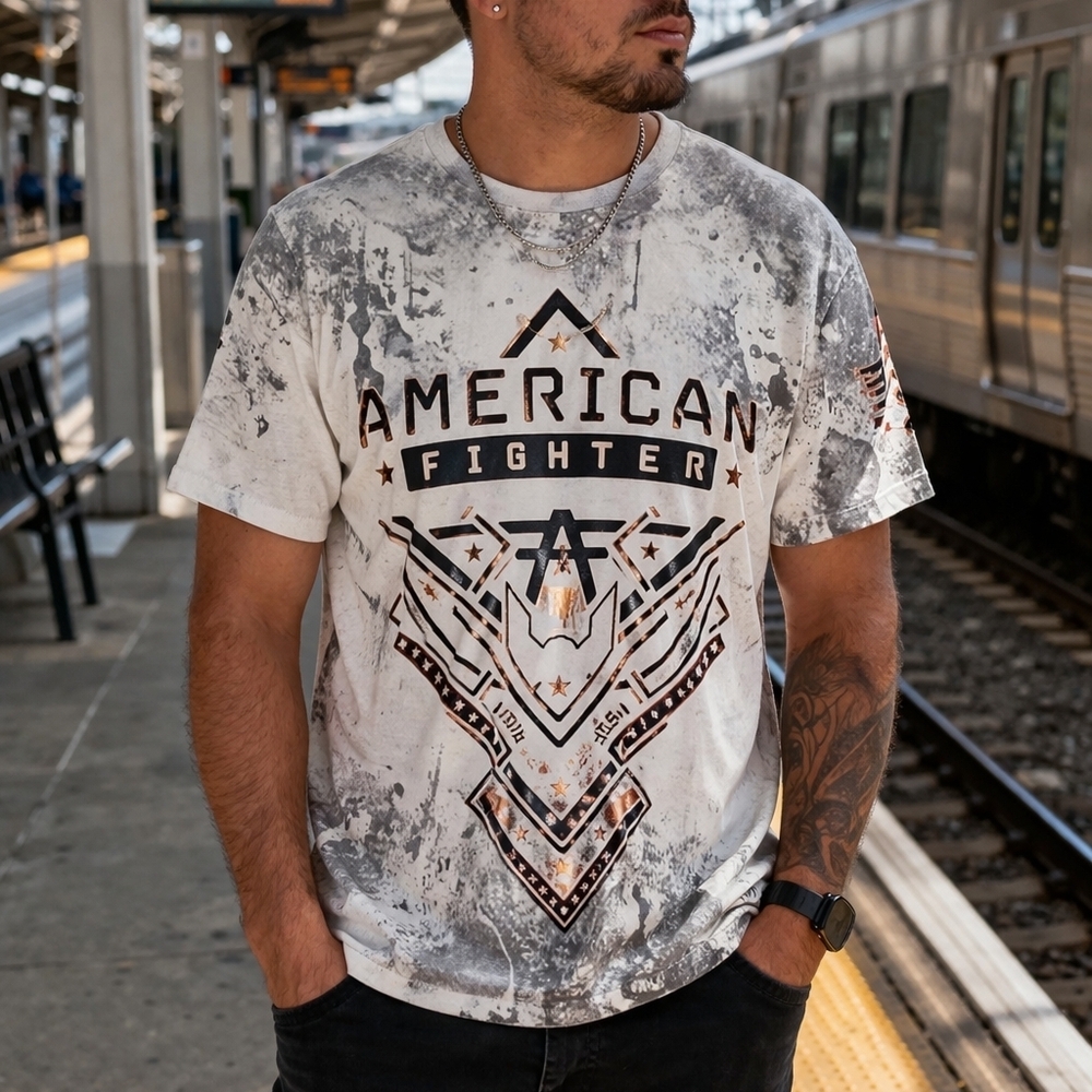 American Fighter‎ Gray Graphic T-Shirt Large